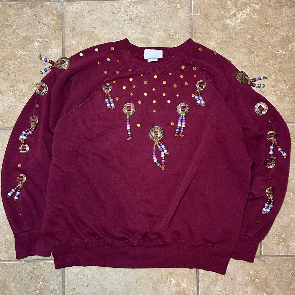 Embellished Burgundy Sweatshirt